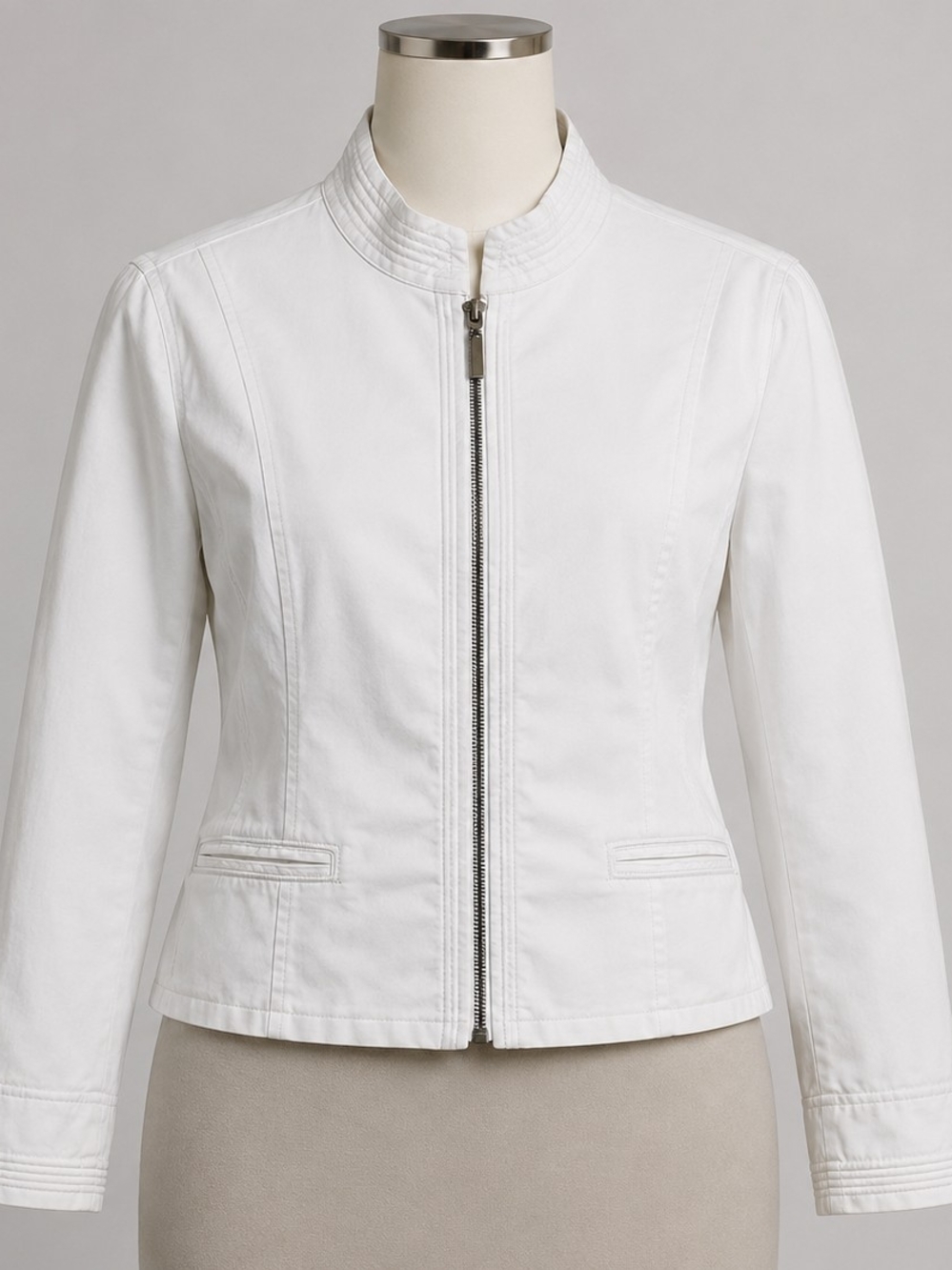 Coldwater Creek White Zip-Front Bomber Jacket ( PXL ) Pre-owned